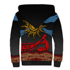 Didgeridoo Sherpa Hoodie Australian Aboriginal Sun Motif Indigenous Art