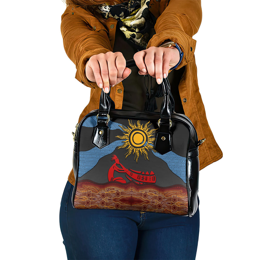Didgeridoo Shoulder Handbag Australian Aboriginal Sun Motif Indigenous Art