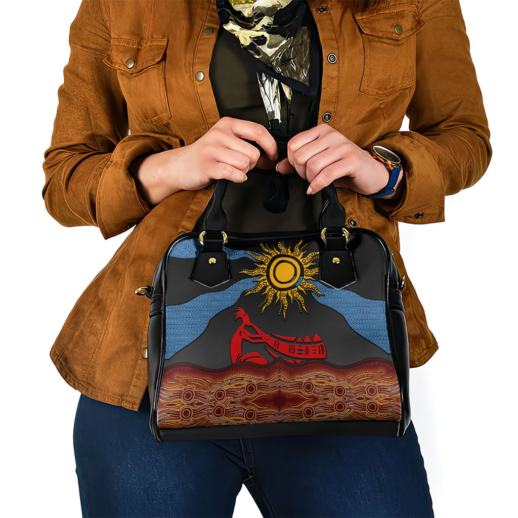 Didgeridoo Shoulder Handbag Australian Aboriginal Sun Motif Indigenous Art