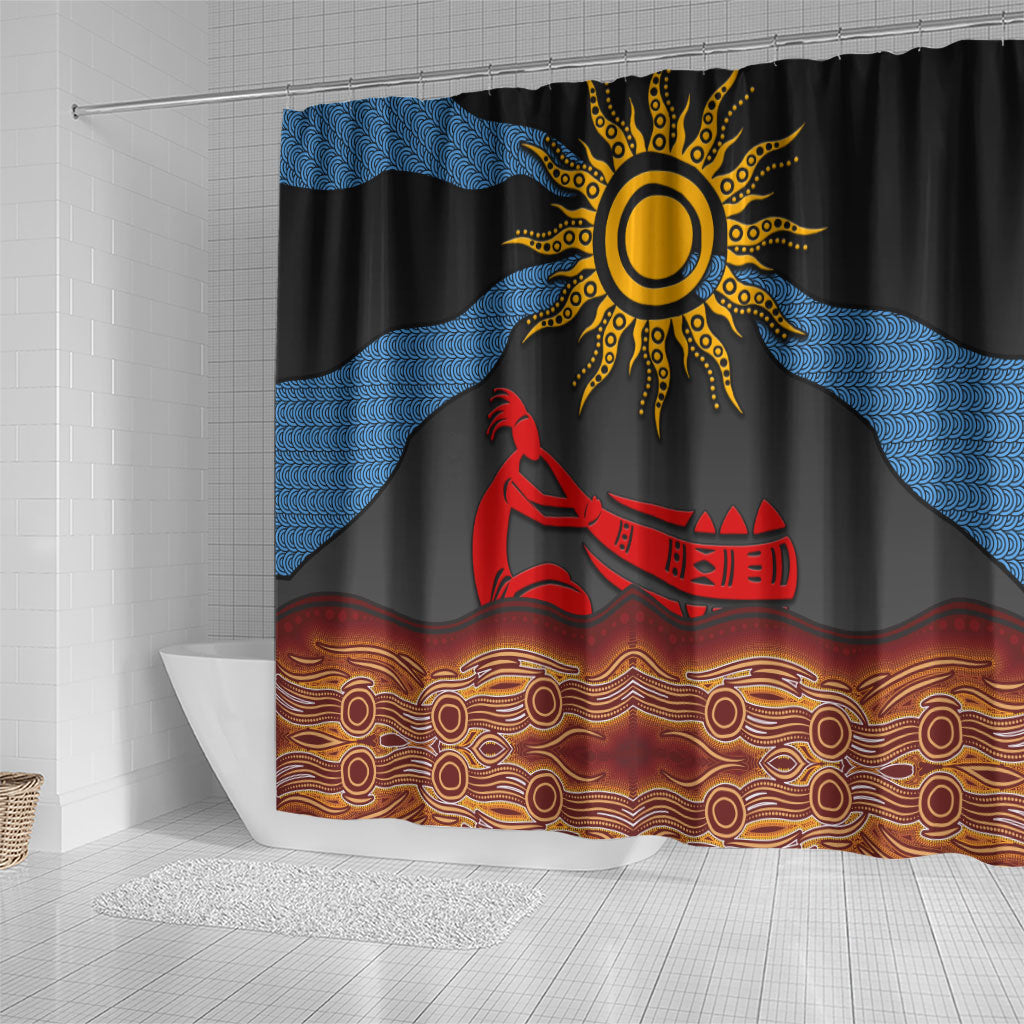 Didgeridoo Shower Curtain Australian Aboriginal Sun Motif Indigenous Art