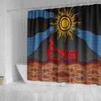 Didgeridoo Shower Curtain Australian Aboriginal Sun Motif Indigenous Art
