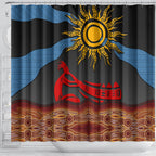 Didgeridoo Shower Curtain Australian Aboriginal Sun Motif Indigenous Art