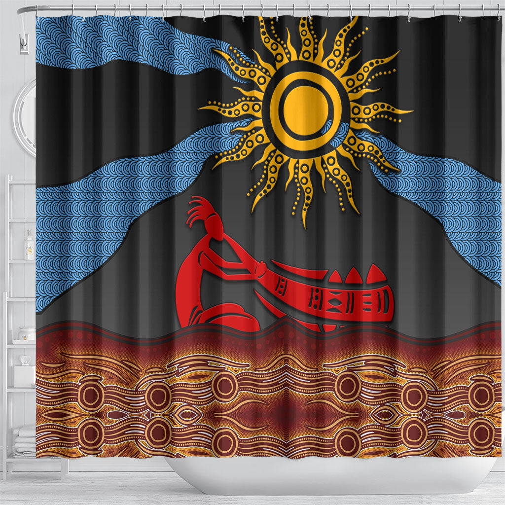 Didgeridoo Shower Curtain Australian Aboriginal Sun Motif Indigenous Art