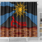 Didgeridoo Shower Curtain Australian Aboriginal Sun Motif Indigenous Art