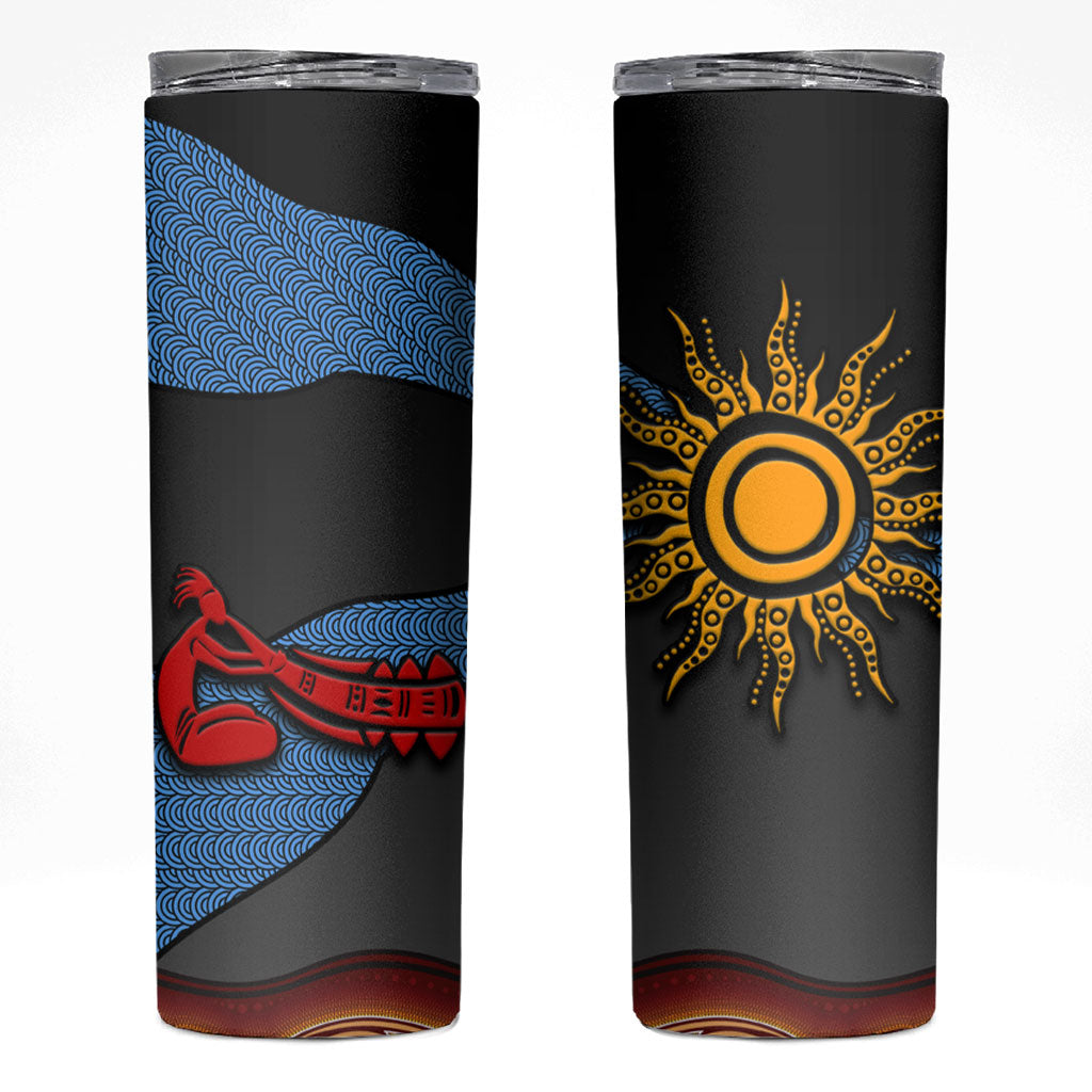Didgeridoo Skinny Tumbler Australian Aboriginal Sun Motif Indigenous Art