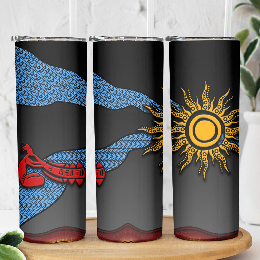Didgeridoo Skinny Tumbler Australian Aboriginal Sun Motif Indigenous Art