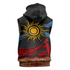 Didgeridoo Sleeveless Hoodie Australian Aboriginal Sun Motif Indigenous Art