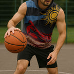 Didgeridoo Sleeveless Hoodie Australian Aboriginal Sun Motif Indigenous Art