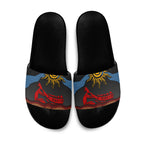 Didgeridoo Slide Sandals Australian Aboriginal Sun Motif Indigenous Art