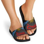 Didgeridoo Slide Sandals Australian Aboriginal Sun Motif Indigenous Art
