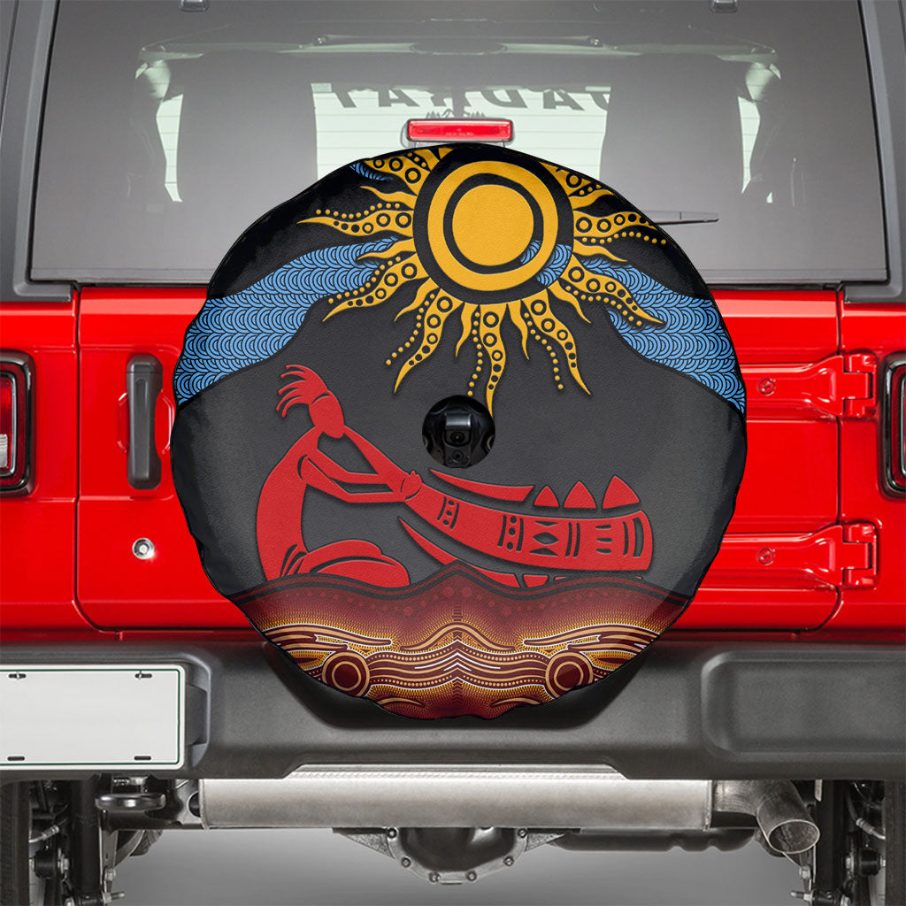 Didgeridoo Spare Tire Cover Australian Aboriginal Sun Motif Indigenous Art
