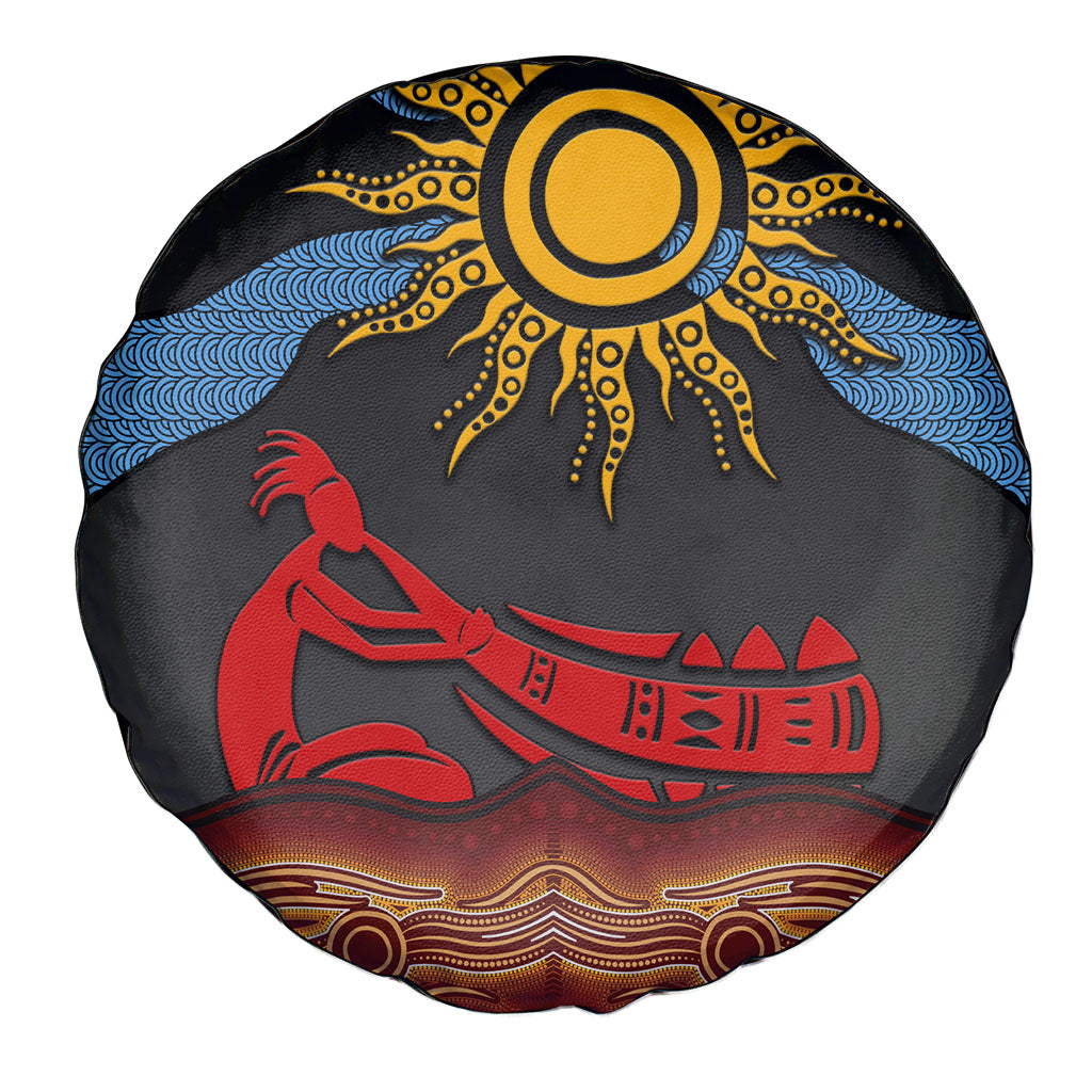 Didgeridoo Spare Tire Cover Australian Aboriginal Sun Motif Indigenous Art