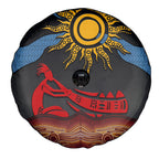 Didgeridoo Spare Tire Cover Australian Aboriginal Sun Motif Indigenous Art
