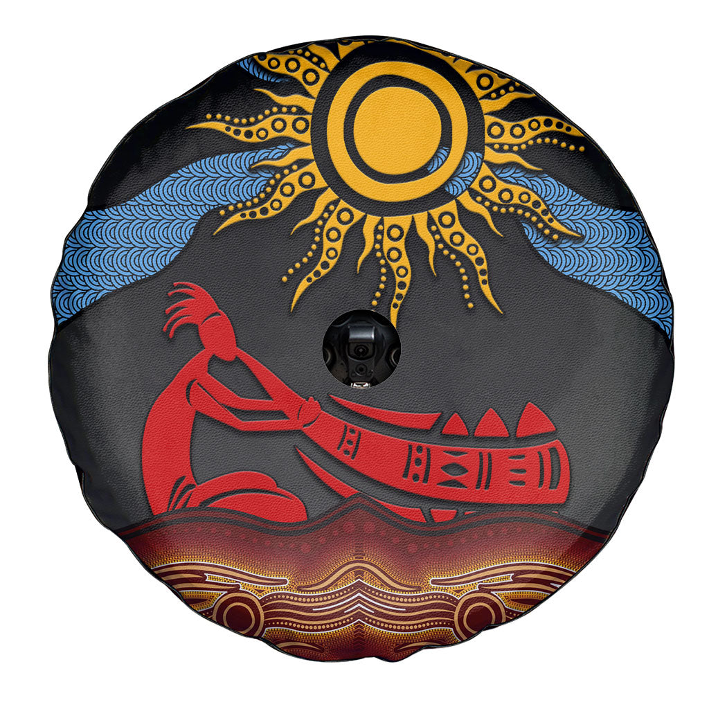 Didgeridoo Spare Tire Cover Australian Aboriginal Sun Motif Indigenous Art
