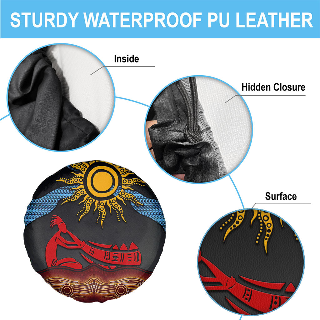 Didgeridoo Spare Tire Cover Australian Aboriginal Sun Motif Indigenous Art