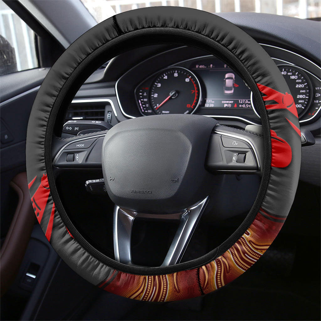 Didgeridoo Steering Wheel Cover Australian Aboriginal Sun Motif Indigenous Art
