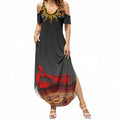 Didgeridoo Summer Maxi Dress Australian Aboriginal Sun Motif Indigenous Art