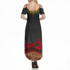 Didgeridoo Summer Maxi Dress Australian Aboriginal Sun Motif Indigenous Art