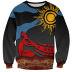Didgeridoo Sweatshirt Australian Aboriginal Sun Motif Indigenous Art
