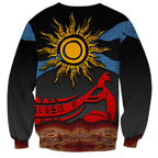 Didgeridoo Sweatshirt Australian Aboriginal Sun Motif Indigenous Art