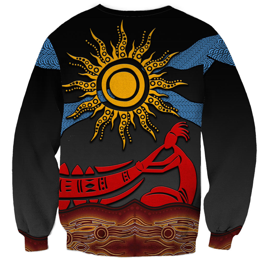 Didgeridoo Sweatshirt Australian Aboriginal Sun Motif Indigenous Art