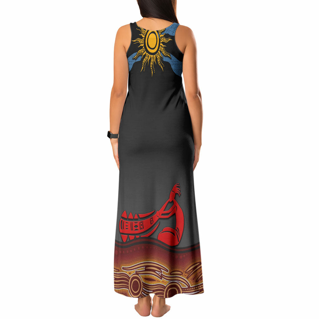 Didgeridoo Tank Maxi Dress Australian Aboriginal Sun Motif Indigenous Art