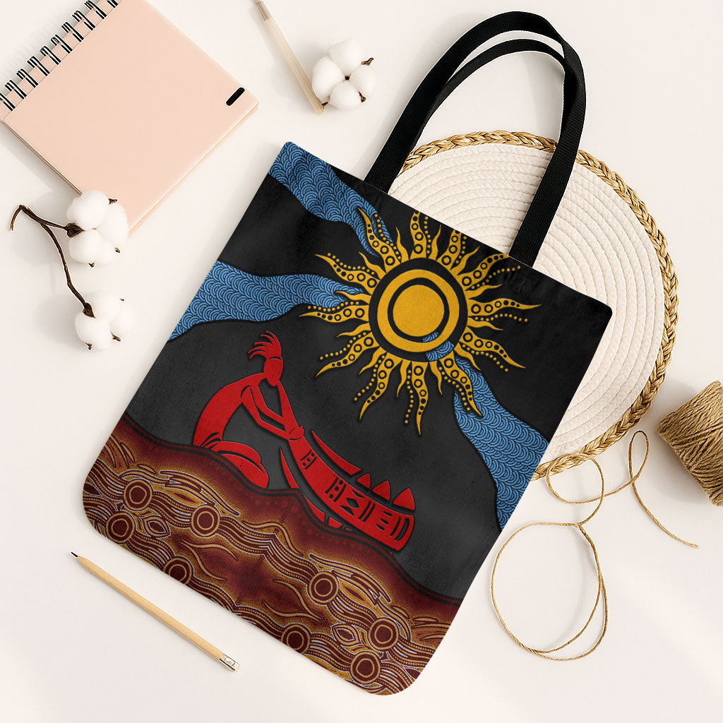 Didgeridoo Tote Bag Australian Aboriginal Sun Motif Indigenous Art