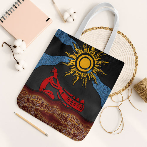 Didgeridoo Tote Bag Australian Aboriginal Sun Motif Indigenous Art
