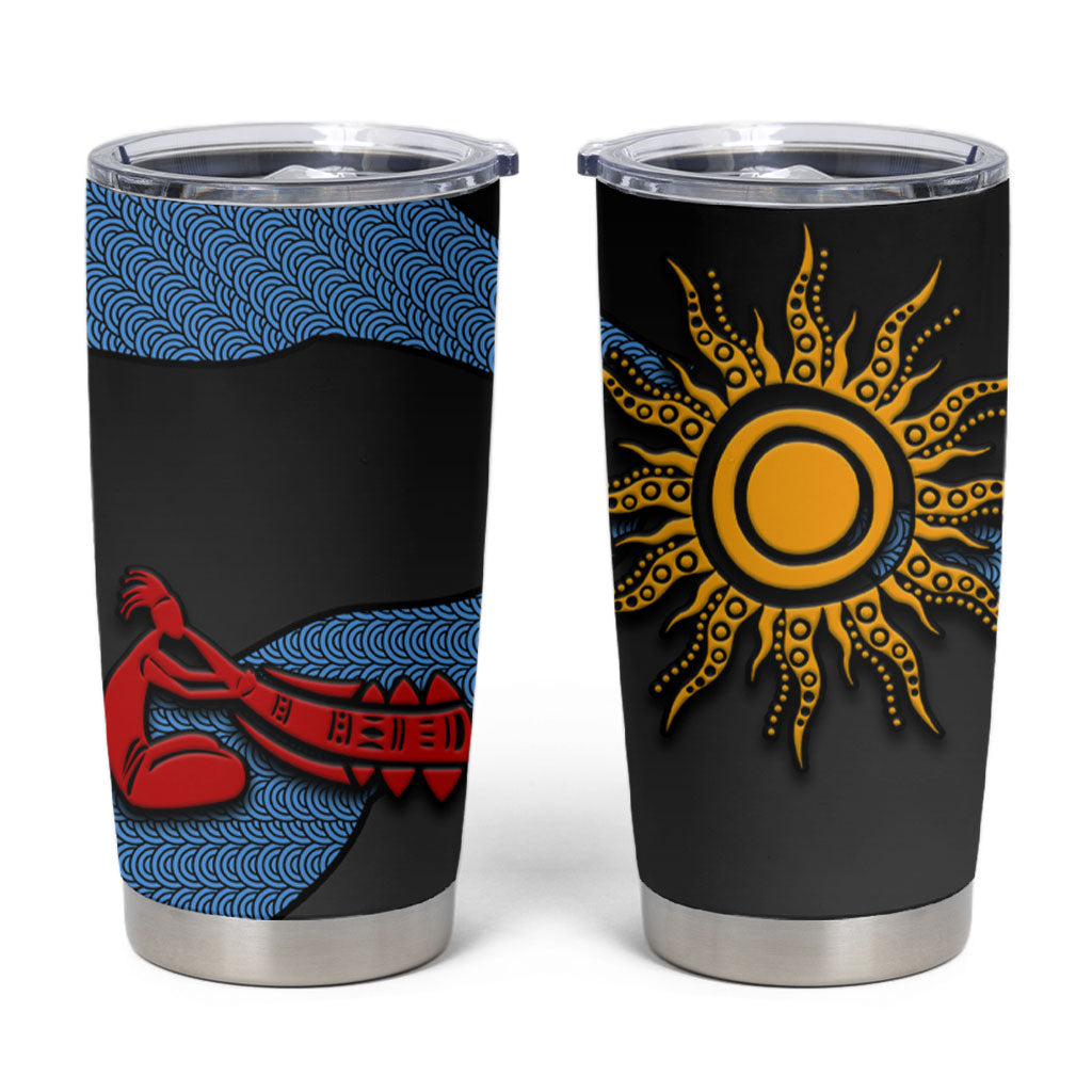 Didgeridoo Tumbler Cup Australian Aboriginal Sun Motif Indigenous Art