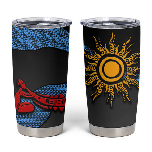 Didgeridoo Tumbler Cup Australian Aboriginal Sun Motif Indigenous Art