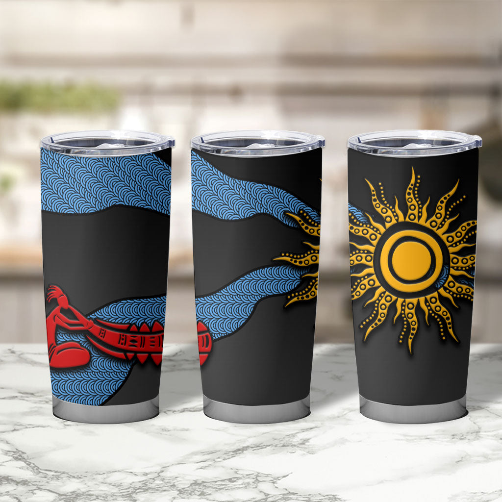 Didgeridoo Tumbler Cup Australian Aboriginal Sun Motif Indigenous Art