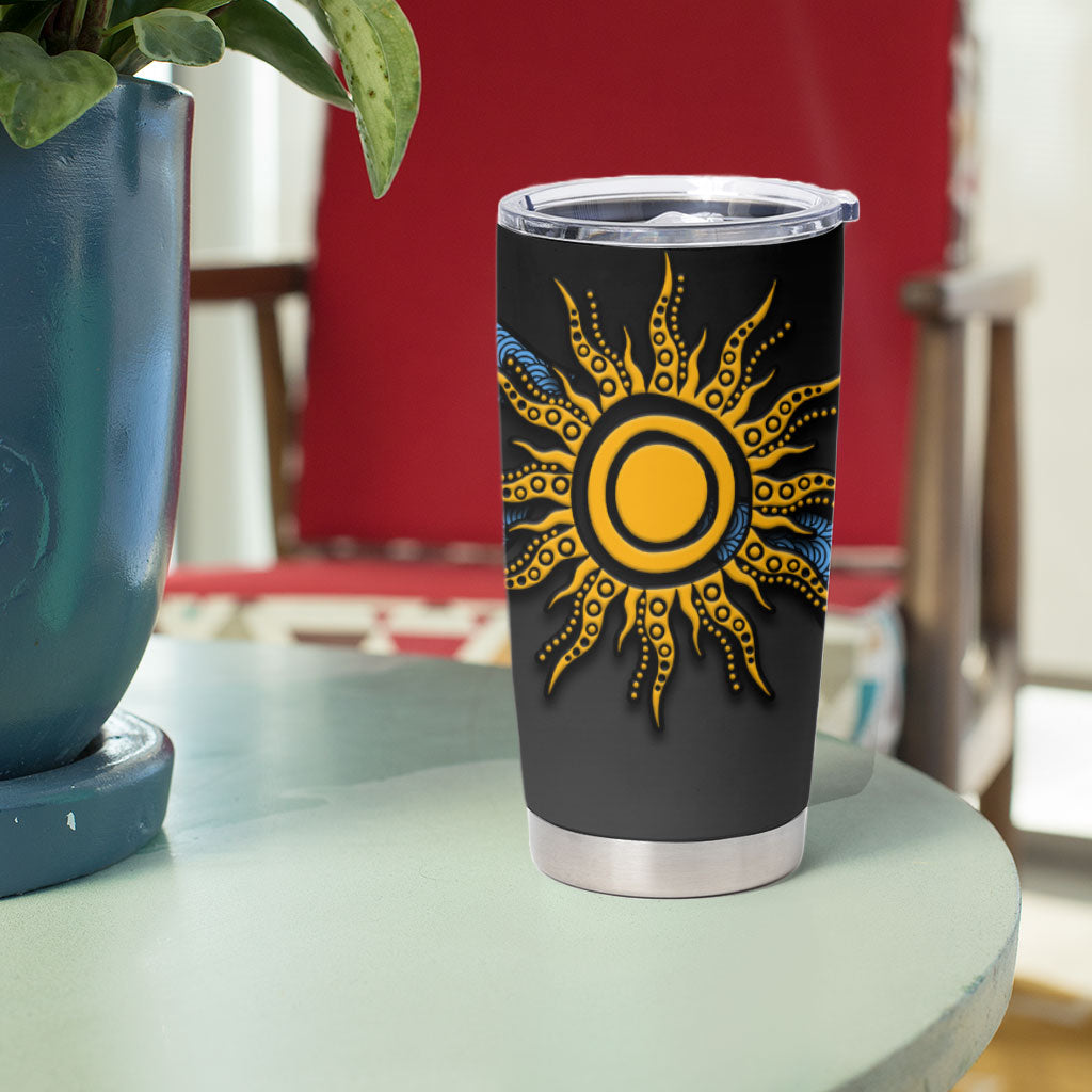 Didgeridoo Tumbler Cup Australian Aboriginal Sun Motif Indigenous Art