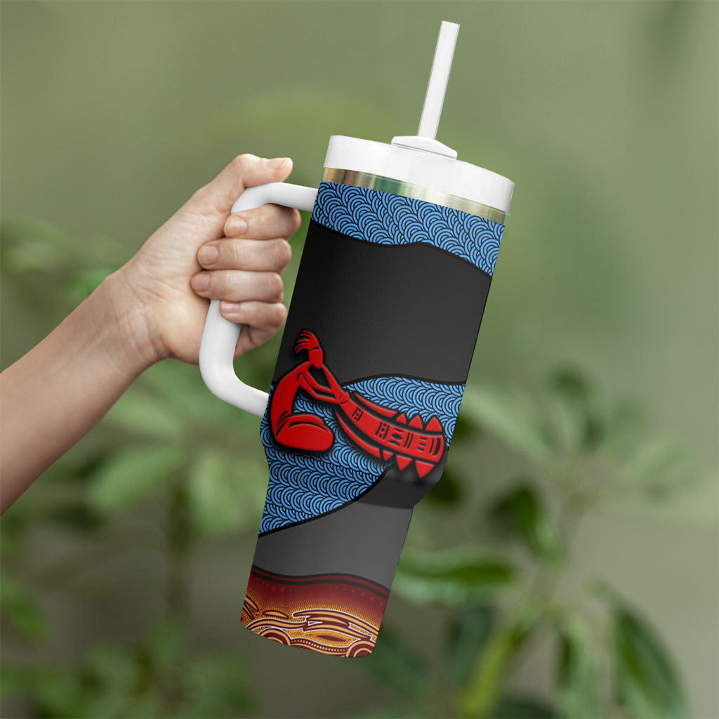 Didgeridoo Tumbler With Handle Australian Aboriginal Sun Motif Indigenous Art