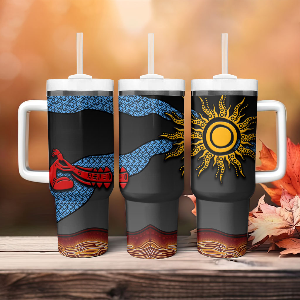 Didgeridoo Tumbler With Handle Australian Aboriginal Sun Motif Indigenous Art