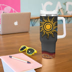 Didgeridoo Tumbler With Handle Australian Aboriginal Sun Motif Indigenous Art