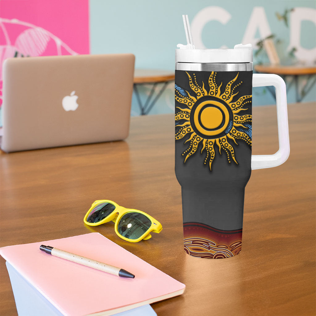 Didgeridoo Tumbler With Handle Australian Aboriginal Sun Motif Indigenous Art