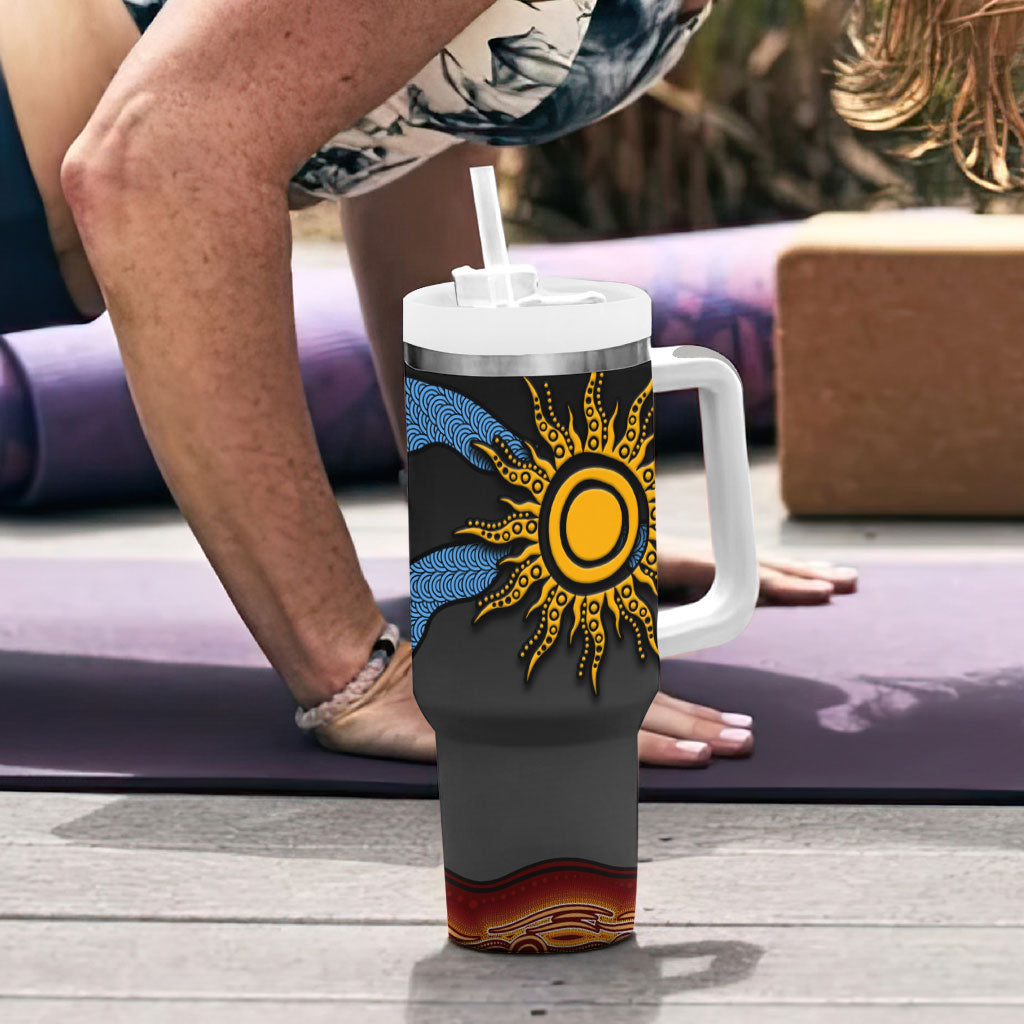 Didgeridoo Tumbler With Handle Australian Aboriginal Sun Motif Indigenous Art