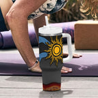 Didgeridoo Tumbler With Handle Australian Aboriginal Sun Motif Indigenous Art