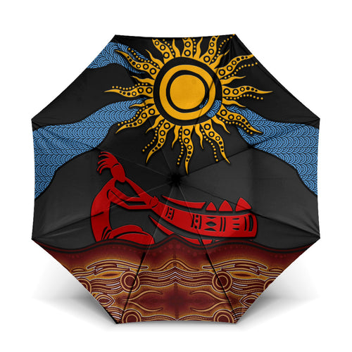 Didgeridoo Umbrella Australian Aboriginal Sun Motif Indigenous Art