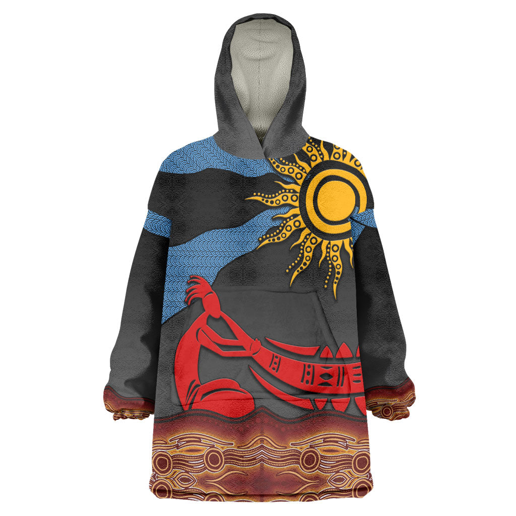 Didgeridoo Wearable Blanket Hoodie Australian Aboriginal Sun Motif Indigenous Art