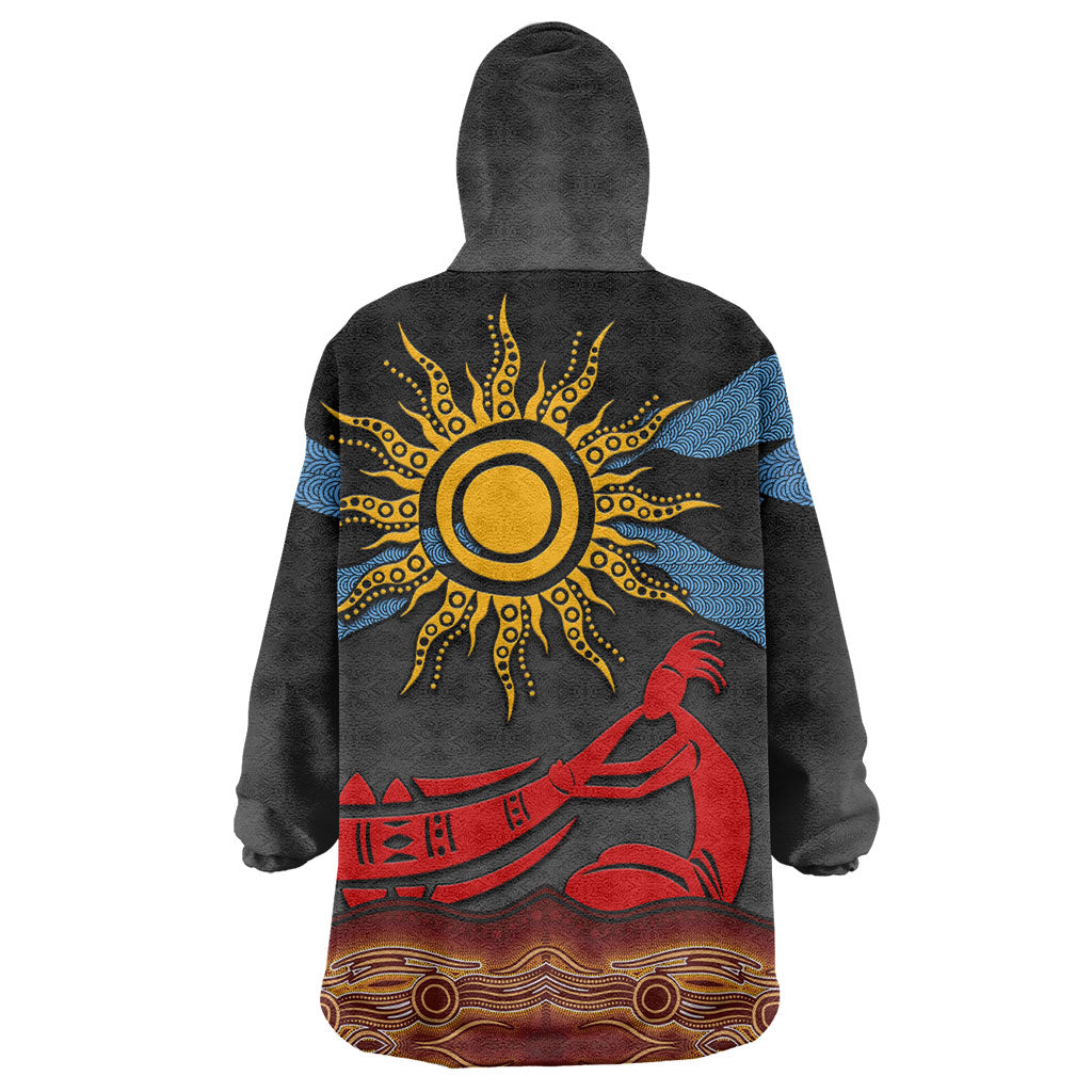 Didgeridoo Wearable Blanket Hoodie Australian Aboriginal Sun Motif Indigenous Art