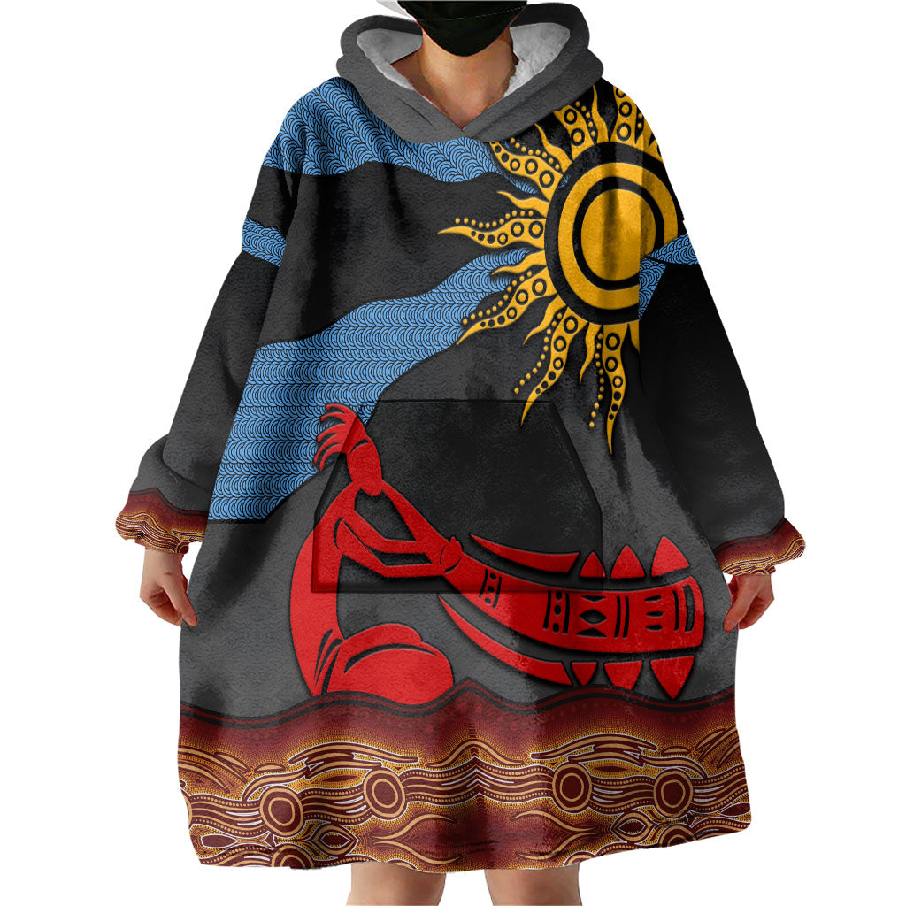 Didgeridoo Wearable Blanket Hoodie Australian Aboriginal Sun Motif Indigenous Art