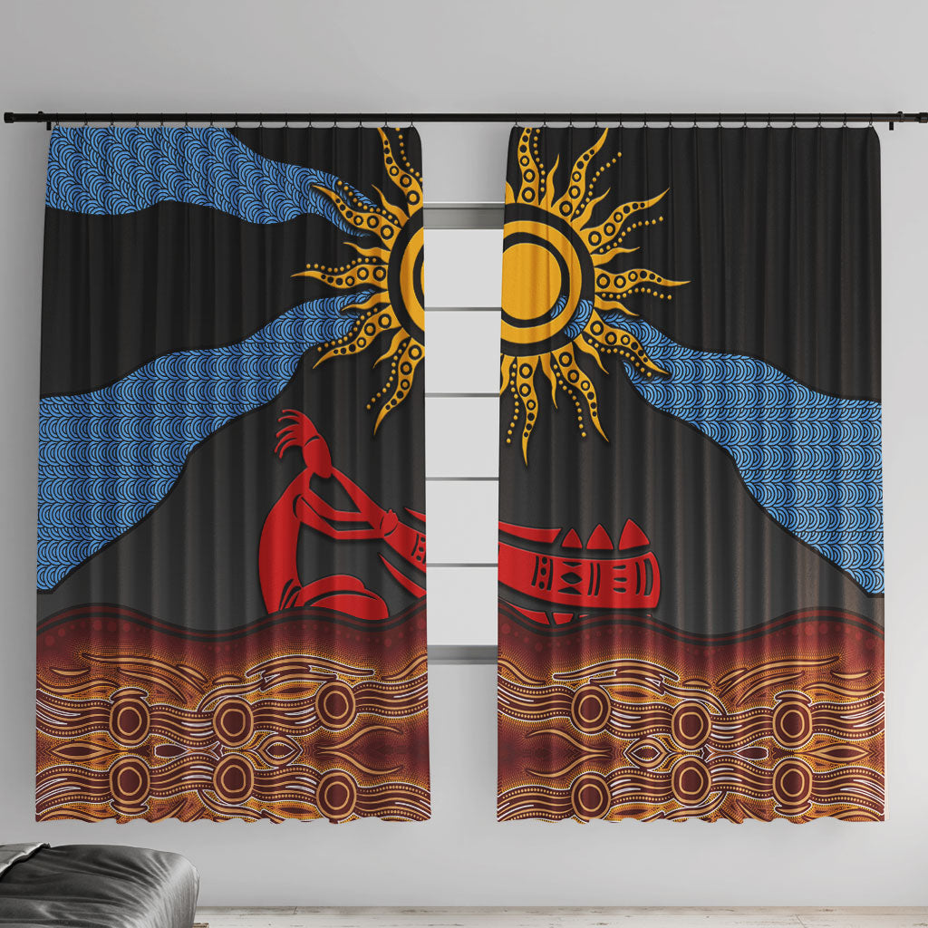 Didgeridoo Window Curtain Australian Aboriginal Sun Motif Indigenous Art