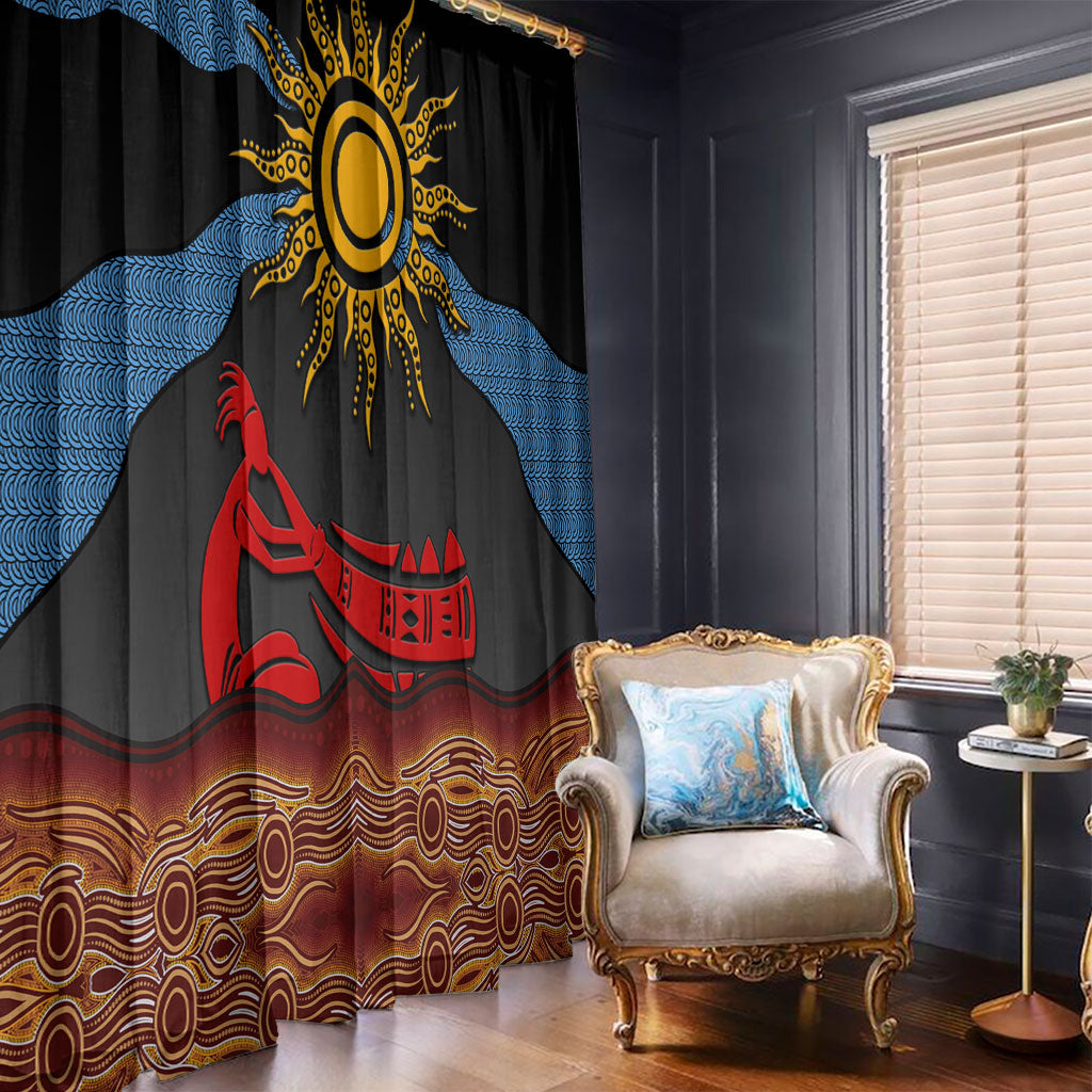 Didgeridoo Window Curtain Australian Aboriginal Sun Motif Indigenous Art