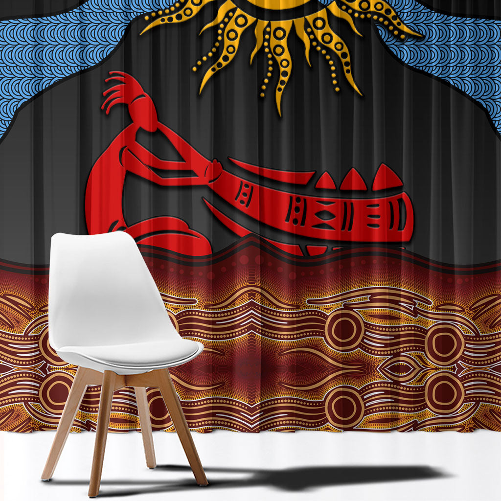 Didgeridoo Window Curtain Australian Aboriginal Sun Motif Indigenous Art