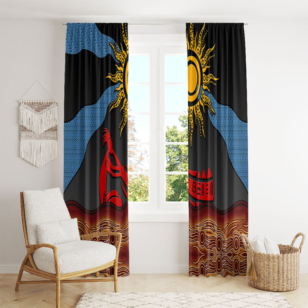 Didgeridoo Window Curtain Australian Aboriginal Sun Motif Indigenous Art