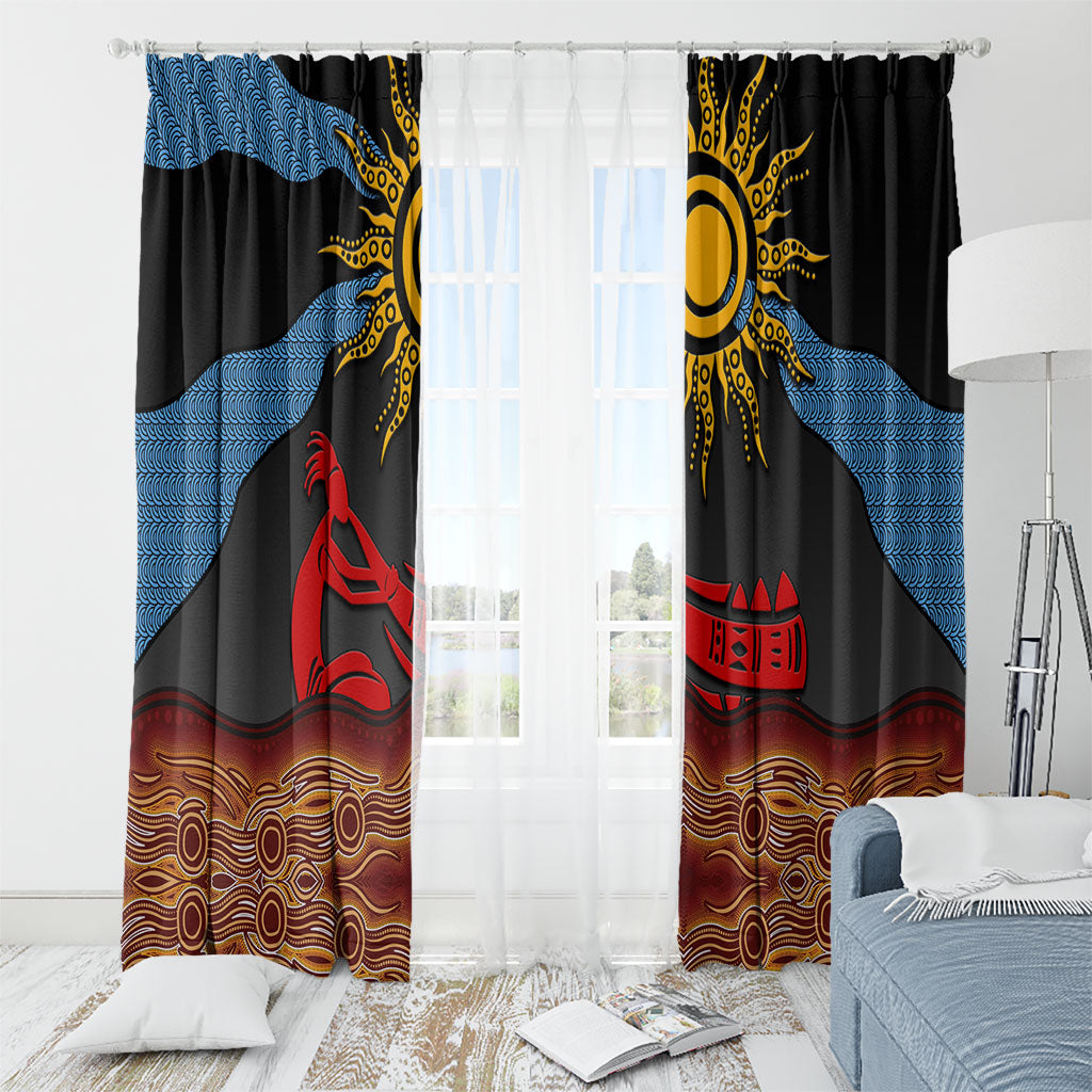 Didgeridoo Window Curtain Australian Aboriginal Sun Motif Indigenous Art