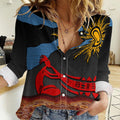Didgeridoo Women Casual Shirt Australian Aboriginal Sun Motif Indigenous Art