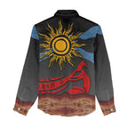 Didgeridoo Women Casual Shirt Australian Aboriginal Sun Motif Indigenous Art