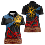 Didgeridoo Women Polo Shirt Australian Aboriginal Sun Motif Indigenous Art